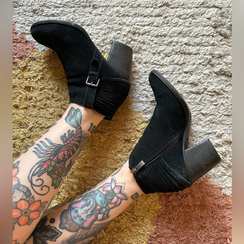 Franco Fortini Black Suede Booties Sz  7.5